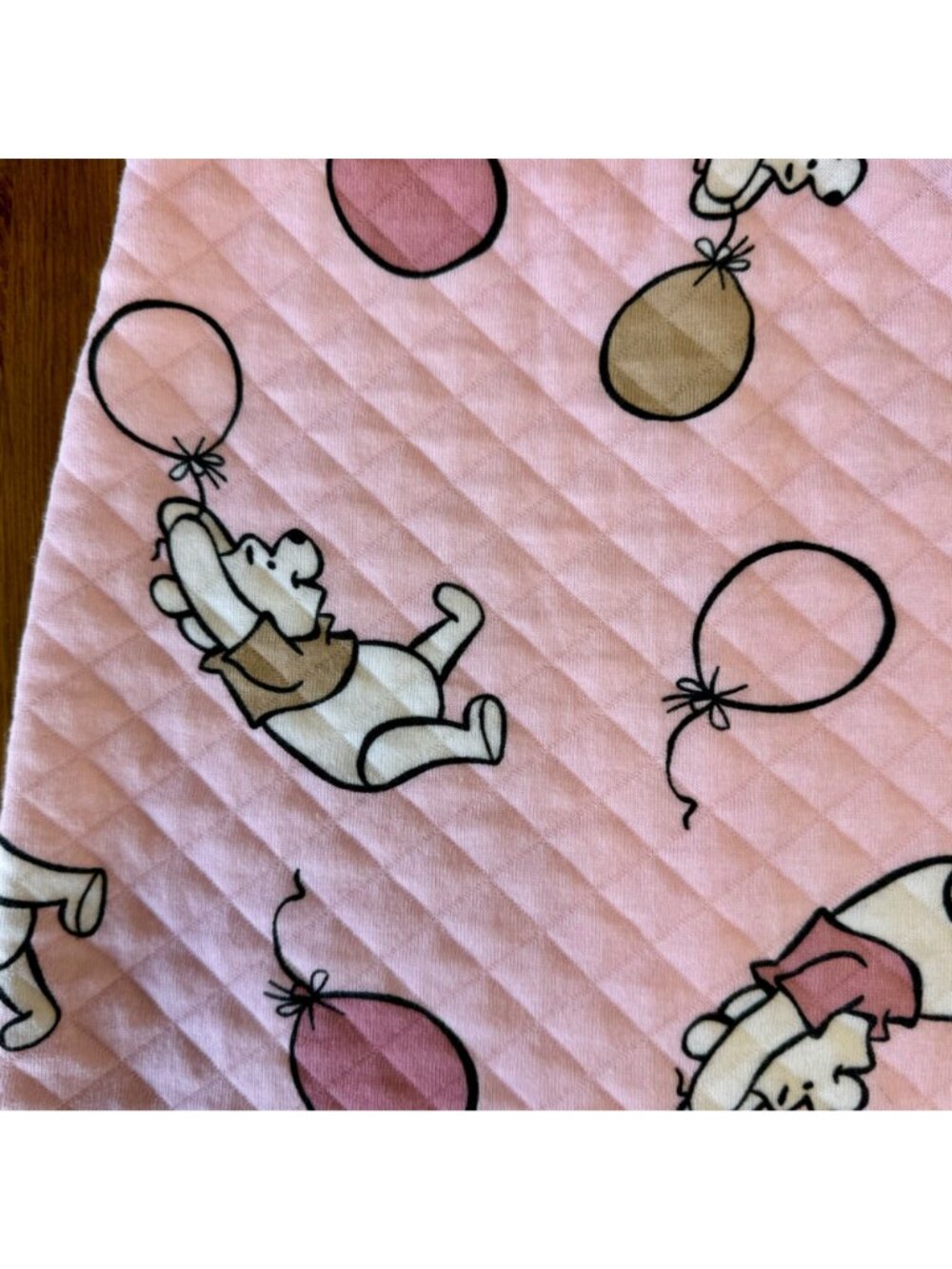 Disney x H&M Winnie The Pooh Quilted Overalls Girls 9-12 Pink Balloons Romper - Picture 3 of 4
